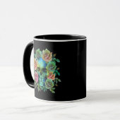 DODEN GROEne schedel MET bloemen Mok (Voorkant links)