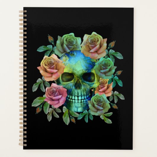 DODEN GROENE schedel MET BLOEMEN Planner (Voorkant)