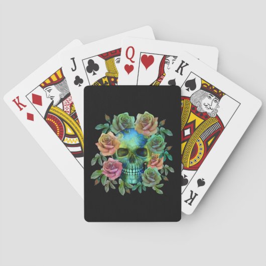 DODEN GROENE Schedel MET BLOEMEN Pokerkaarten (Achterkant)