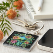 DODEN GROEne schedel MET bloemen Sleutelhanger (Voorkant Rechts)