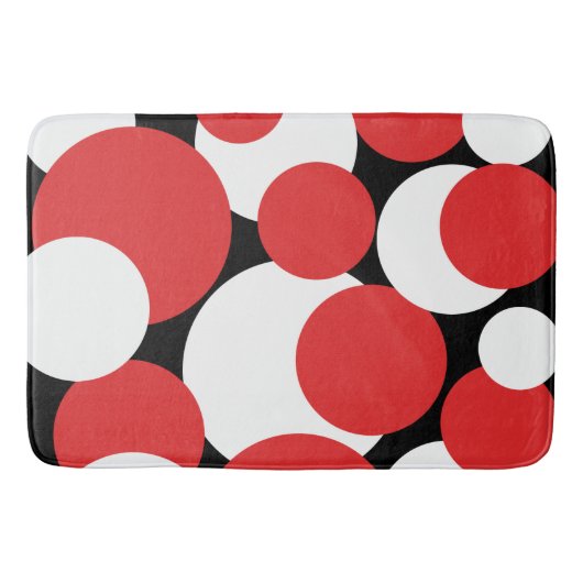 Doden van zwarte, witte en rode poka badmat (Voorkant)