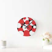 Doden van zwarte, witte en rode poka ronde klok (Huis)