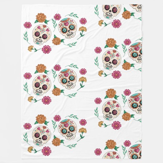 Dodenherdagsuiker Schedels en Bloemen Fleece Deken (Voorkant)