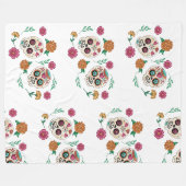 Dodenherdagsuiker Schedels en Bloemen Fleece Deken (Voorkant (Horizontaal))