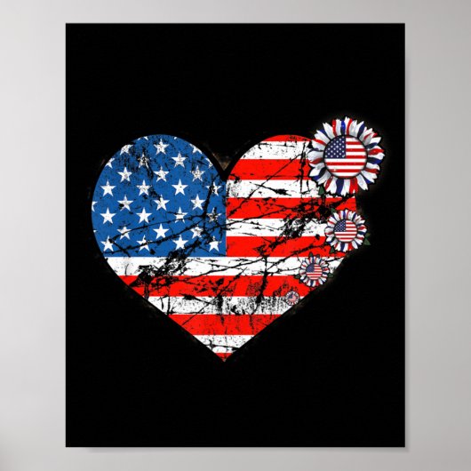 Dodenherdenking 4 juli Patriottisch Hart Onafhanke Poster (Voorkant)