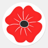 Dodenherdenking met rode klaproos ronde sticker (Voorkant)