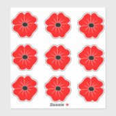 Dodenherdenking met rode klaproos sticker (Vel)