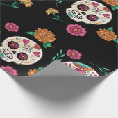 Dodenherdenking Suikerschedels en Bloemen Zwart Cadeaupapier (Hoek)