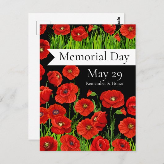 Dodenherdenkingsdag Rode Klaprozen Briefkaart (Voorkant / Achterkant)