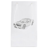 Dodge Challenger Black en White Draft Gift Bag Klein Cadeauzakje (Voorkant)