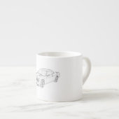 Dodge Challenger Black en White Pencil Tekening Espresso Kop (Voorkant rechts)