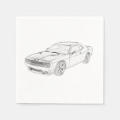 Dodge Challenger Black en White Pencil Tekening Servet (Voorkant)