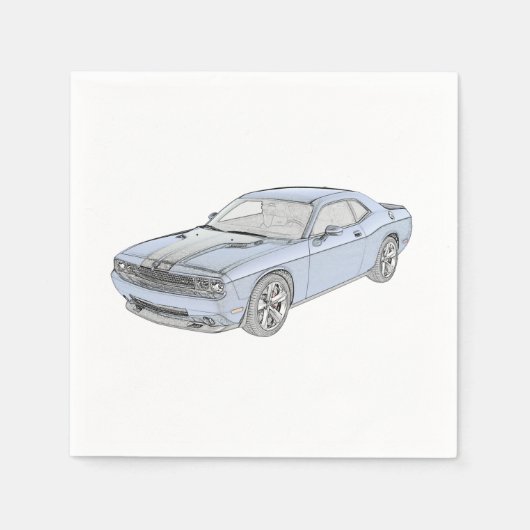 Dodge Challenger Classic Blue Mopar Muscle Car Art Servetten (Voorkant)