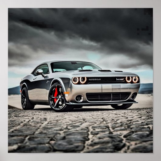 Dodge Challenger Hellcat in Natuur | Poster (Voorkant)