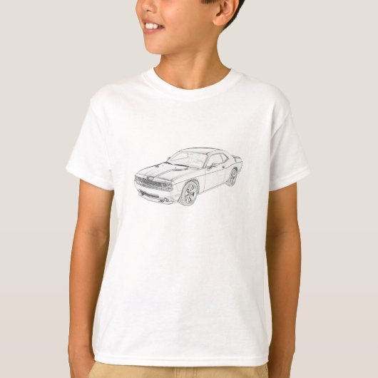 Dodge Challenger Pencil Schets Mopar Kinder T-Shir T-shirt (Voorkant)