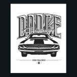 Dodge Challenger | POSTER<br><div class="desc">Gedetailleerde illustratie van de legendarische merkwagen Dodge,  een geschikt cadeau voor liefhebbers van autoklassiekers.</div>