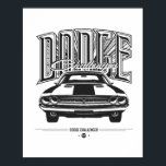 Dodge Challenger | POSTER<br><div class="desc">Gedetailleerde illustratie van de legendarische merkwagen Dodge,  een geschikt cadeau voor liefhebbers van autoklassiekers.</div>