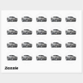 Dodge Challenger Silver/Grey Car Ronde Sticker (Vel)