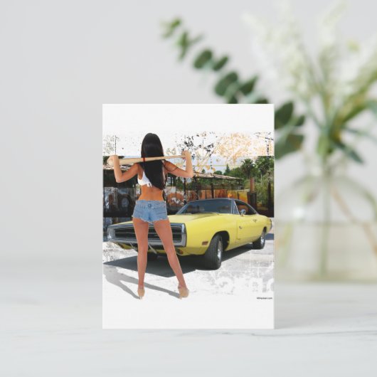 Dodge Charger Chick Briefkaart (Staand voorkant)