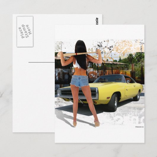 Dodge Charger Chick Briefkaart (Voorkant / Achterkant)