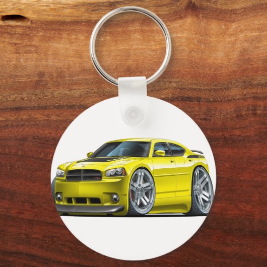 Dodge Charger Daytona Gele auto Sleutelhanger (Voorkant)