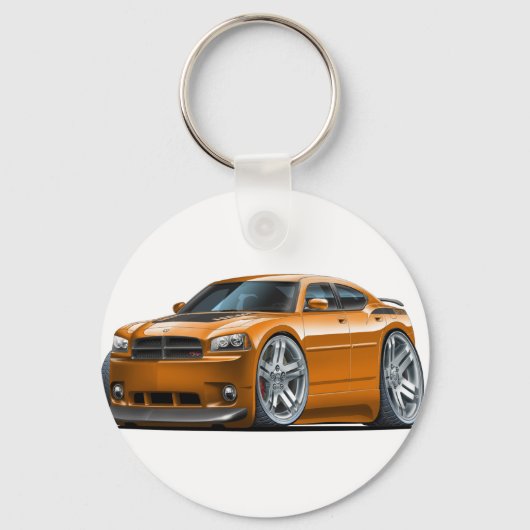 Dodge Charger Daytona Oranje auto Sleutelhanger (Voorkant)