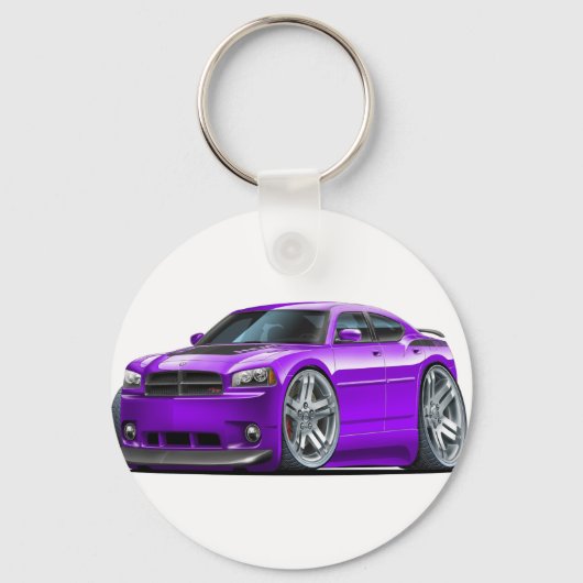 Dodge Charger Daytona Paarse auto Sleutelhanger (Voorkant)