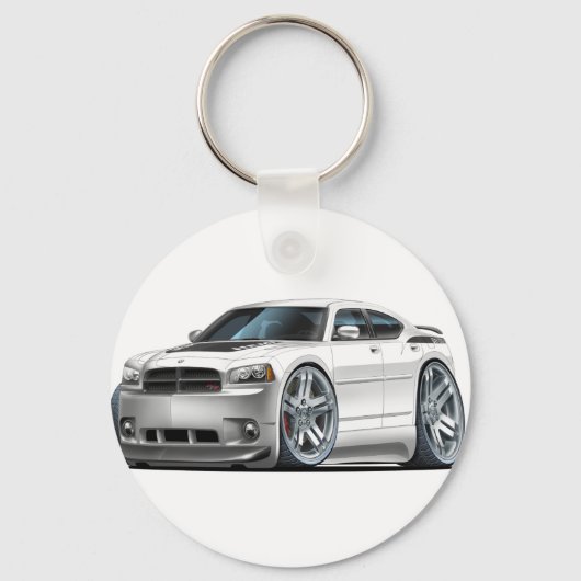 Dodge Charger Daytona White Car Sleutelhanger (Voorkant)