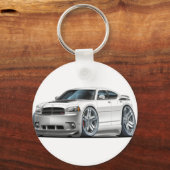 Dodge Charger Daytona White Car Sleutelhanger (Voorkant)