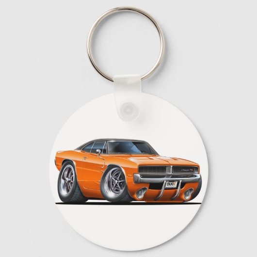 Dodge Charger Oranje Auto Sleutelhanger (Voorkant)