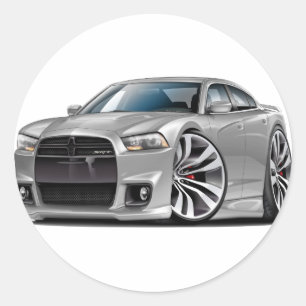 Dodge Charger SRT8 Zilveren Auto Ronde Sticker