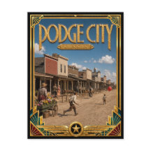 Dodge City Kansas Vintage Art Deco Gouden Tijdperk