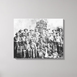 Dodge City Koe-Boy band met instrumenten Canvas Afdruk