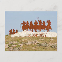 Dodge City Sign - Cowboys - Horses - Welcome Briefkaart