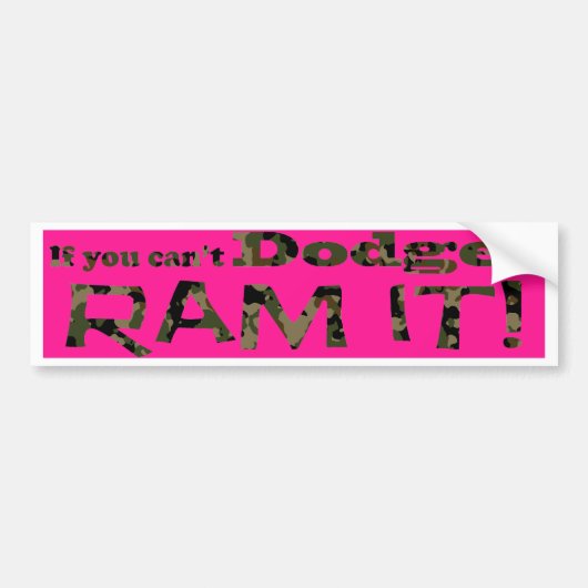 Dodge het, Ram het, Roze en Camouflage Bumpersticker (Voorkant)