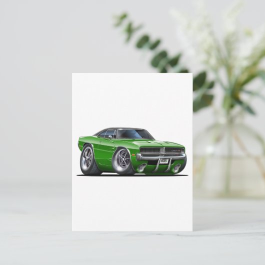 Dodge-lader groene auto briefkaart (Staand voorkant)