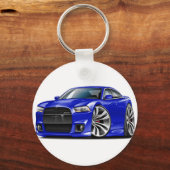 Dodge-lader SRT8 Blauwe auto Sleutelhanger (Voorkant)