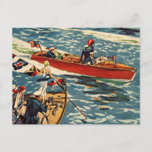 Dodge Motor Speed Boat Antiek Rij Oceaan Briefkaart