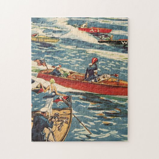 Dodge Motor Speed Boat  Antiek Rij Oceaan Legpuzzel (Verticaal)