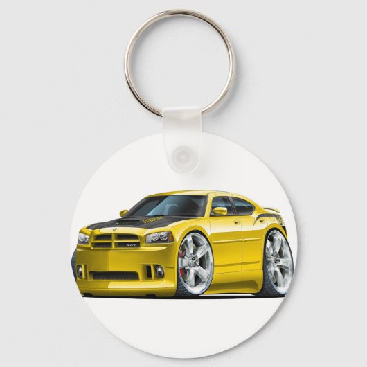 Dodge-oplader Super Bee Yellow Car Sleutelhanger (Voorkant)