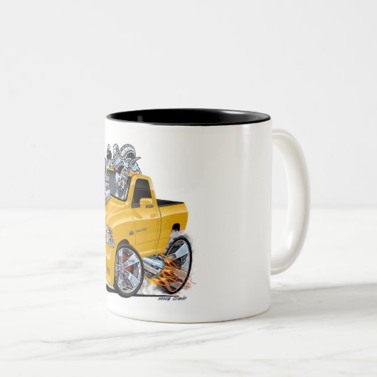 Dodge Ram geel 1500 pick-up Truck Tweekleurige Koffiemok (Voorkant rechts)