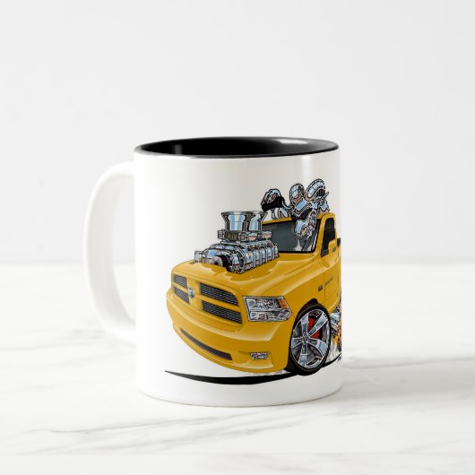 Dodge Ram geel 1500 pick-up Truck Tweekleurige Koffiemok (Voorkant links)