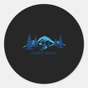 Dodge ridge california skigebied skiën skiër  ronde sticker