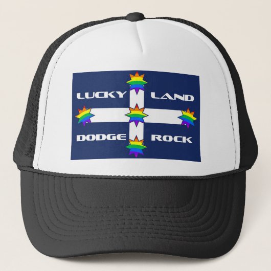Dodge Rock Trucker Hat - Lucky Land Eureka Rainbow Pet (Voorkant)