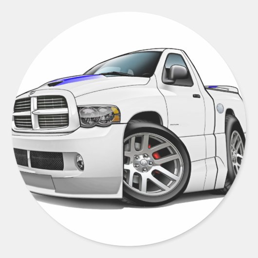 Dodge SRT10 Ram White Ronde Sticker (Voorkant)