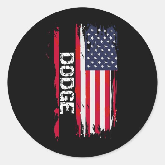 Dodge Usa Vlag Ronde Sticker (Voorkant)