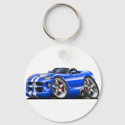 Dodge Viper Roadster Blue-White Car Sleutelhanger (Voorkant)