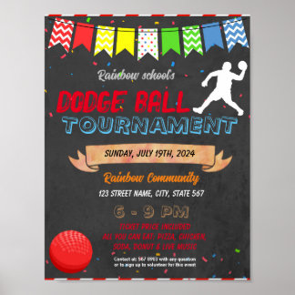 Dodgeball schoolevenement sjabloon poster
