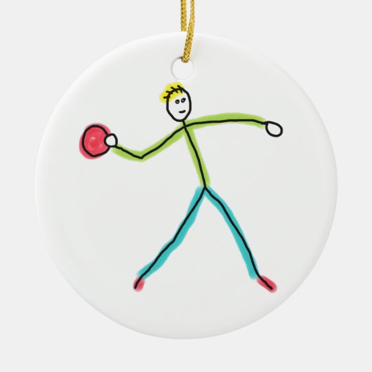 Dodgeball Stickman Keramisch Ornament (Voorkant)