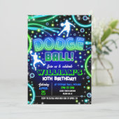 Dodgeball verjaardagsuitnodiging Neon Dodgeball Pa Kaart (Staand voorkant)